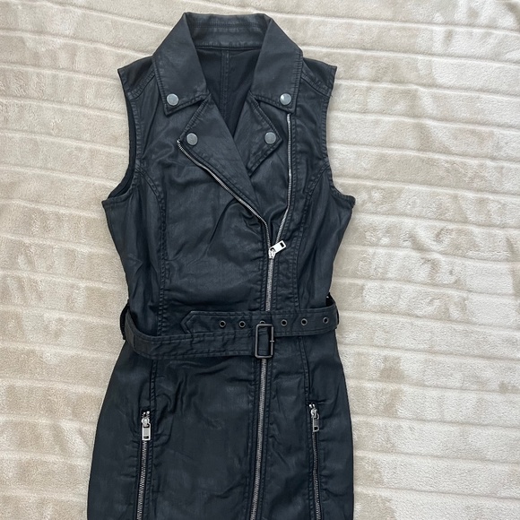Diesel Dresses & Skirts - Diesel black coated denim zip mini dress size S
